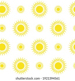 Sun with curled rays. Bright shining day-star with spiral sunbeams. Vector cartoon pattern for spring or summer design. Also can be used to depict solar activity, magnetic storm, sunny weather.