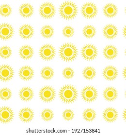 Sun with curled rays. Bright shining day-star with spiral sunbeams. Vector cartoon pattern for spring or summer design. Also can be used to depict solar activity, magnetic storm, sunny weather.