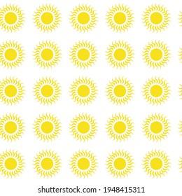 Sun with curled rays. Bright shining day-star with spiral sunbeams. Vector cartoon pattern for spring or summer design. Also can be used to depict solar activity, magnetic storm, sunny weather.
