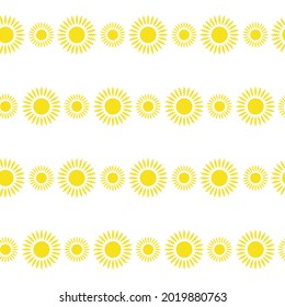 Sun with curled rays. Bright shining day-star with spiral sunbeams. Vector cartoon pattern for spring or summer design. Also can be used to depict solar activity, magnetic storm, sunny weather.