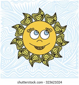 Sun cute cartoon vector illustration