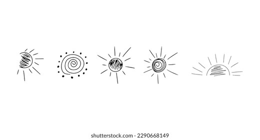 Sun. Cute doodle icon. Vector illustration weather symbol for website design, web button, mobile app.