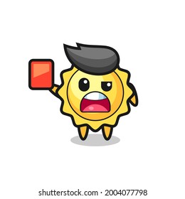 sun cute mascot as referee giving a red card , cute style design for t shirt, sticker, logo element