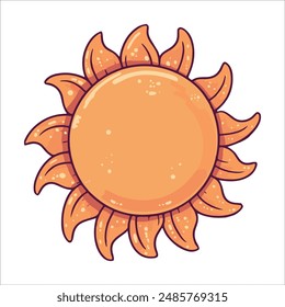 Sun cute shinny hand drawn cartoon style summer logo icon. climate weather season graphic. morning evening day vector clip art illustration.