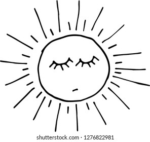 The sun is cute, vector, doodle, hand-painted