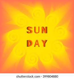 Sun Day. Abstract sun on a orange background. Vector illustration.