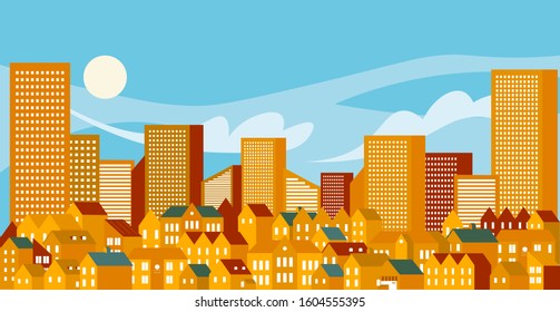 Sun Day City background city scape skyline