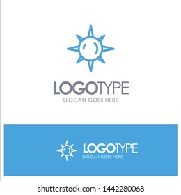 Sun, Day, Light Blue Outline Logo Place for Tagline