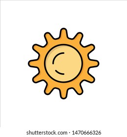 Sun, Day, Light  Flat Color Icon. Vector icon banner Template. Vector Icon Template background