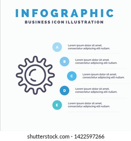 Sun, Day, Light Line icon with 5 steps presentation infographics Background