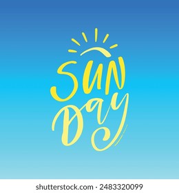 Sun day in modern hand Lettering. vector.