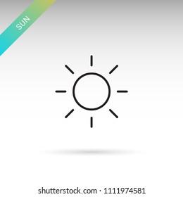 Sun, daylight. Weather modern thin line icon set. Isolated on white.