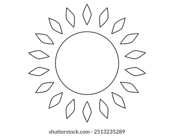 Elemento estilizado decorativo del sol - imagen editable del Vector para colorear el logotipo o el pictograma. Esquema. Sol, elemento de fuego para colorear.