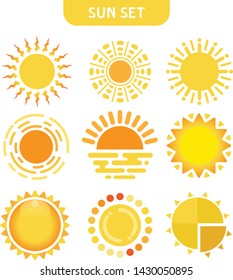 Sun Design Collections. Sunshine set. isolate on white background 