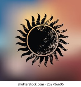 Sun design on blur background,grunge vector