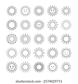 Sun Design Vector Pack - Unique Line Art Icons for Creative Projects