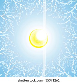 Sun design with white branches