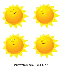 Sun in different mood. Vector set