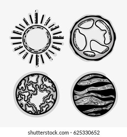 sun and different planets in the galaxy space