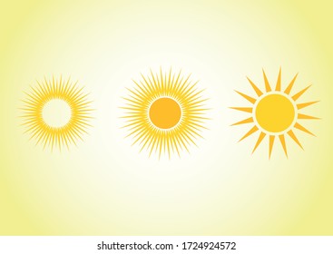 Sun with different style, good for education app, children book illustration, vibrant color, suitable for games, puzzles etc  