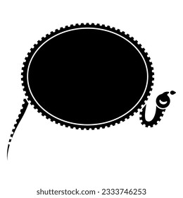 Sun disk inside snake ring. Ancient Egyptian sacred symbol. Eye of god Re or Ra. Black and white negative silhouette.