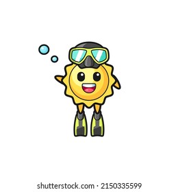 the sun diver cartoon character , cute design