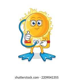 the sun diver cartoon. cartoon mascot vector