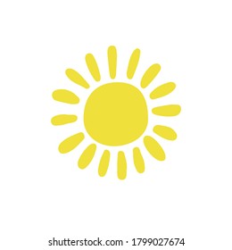 sun doodle drawing hands sketch. Children's drawing. weather icon, nature, travel