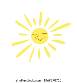 sun doodle drawing hands sketch. Children's drawing. weather icon, nature, travel