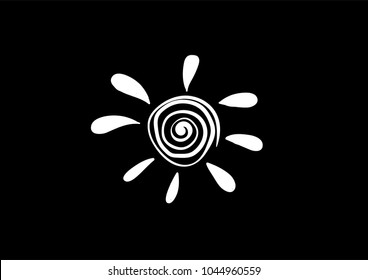 sun doodle icon vector flat black