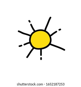 sun doodle icon, vector illustration