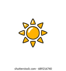 sun doodle icon vector isolated