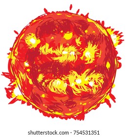 The Sun doodle illustration isolated on white