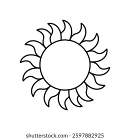 Sun doodle line icon with white background vector stock illustration