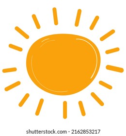 Sun doodle in a naive style. Vector flat illustration
