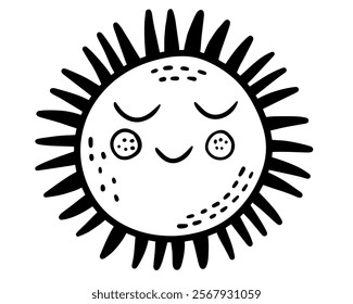 The Sun. Doodle style. Smiling Sun with a Playful Design for a Joyful and Sunny Theme Illustration. Vector illustration