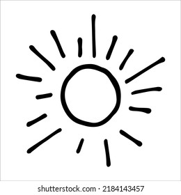 Sun doodle style vector illustration isolated on white background