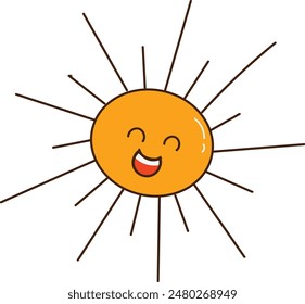 Sun doodle summer sun design element. Hand drawn cute sun symbols design.
