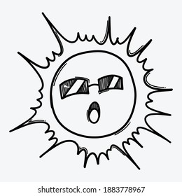 Sun doodle vector icon. Drawing sketch illustration hand drawn line.