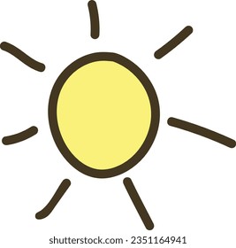 Sun doodle vector illustration. Freehand drawing style.