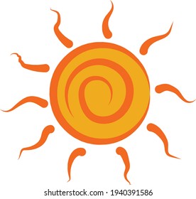 Sun doodle Vector illustration isolated in white background 