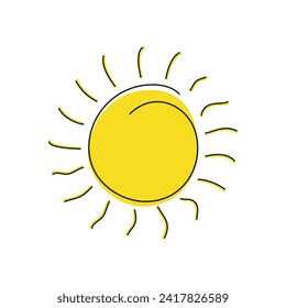 Sun doodle vector yellow sign hand mark vector