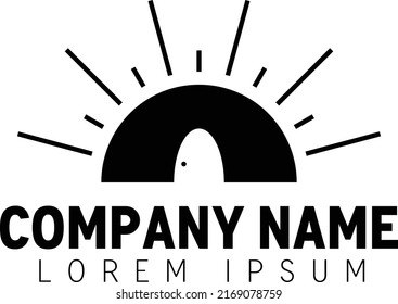 Sun Door summer logo icon vector template
