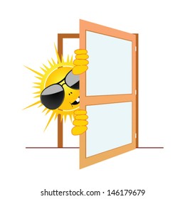 sun and the door vector illustration