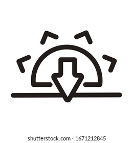 sun with down arrow, line style icon vector illustration design