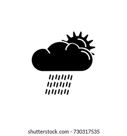 The sun with downpour icon on white background