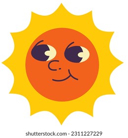 sun drawing with eyes vector illustration