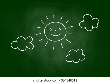 Sun drawing on blackboard
