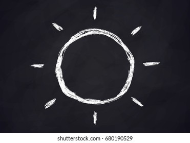 A sun drawn with chalk on the chalk Board