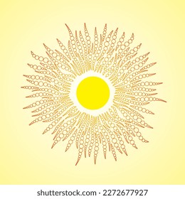 Sun. Sun drawn from circles on a white background. Abstract sun for design.